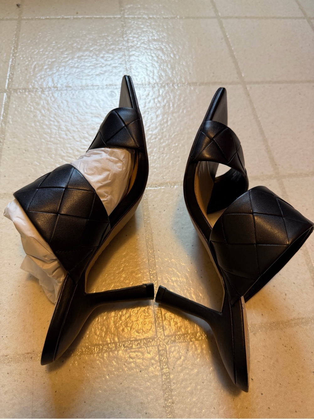 Vince Camuto Black Quilted Double-Strap Slide Mules - Picture 2 of 3